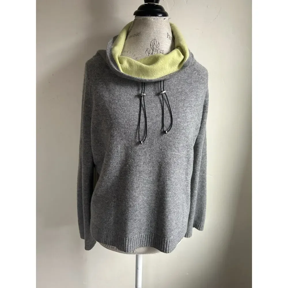 Lisa Todd Cashmere Merino Wool Sweater Women’s M Gray Cowl Neck Zip Knit MINT - Picture 10 of 13
